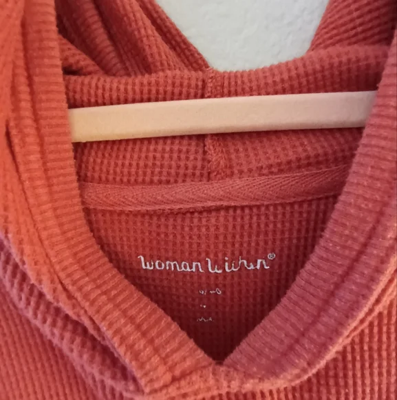 Woman Within Waffle Knit Light Hoodie 2X Orange / Red - Picture 5 of 6